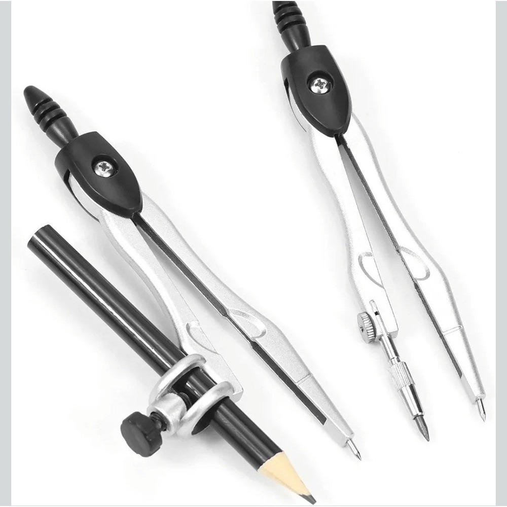 Student Geometry Set 10 Piece, Compass Ruler Protractor, Drafting Tools,‎ Black - Picture 3 of 6